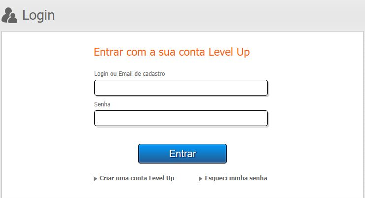 Esqueci minha conta level up